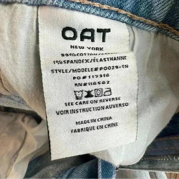 OAT NEW YORK High Rise Distressed Flare Jeans In Vanilla Sky Light Size 26 - Picture 14 of 15